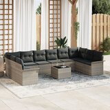 vidaXL 11-delna vrtna garnitura z blazinami svetlo siva poli ratan, (22094115) | Shoptok.si