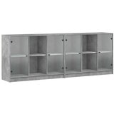 vidaXL Knjižna omara z vrati betonsko siva 204x37x75 cm inženirski les | Shoptok.si