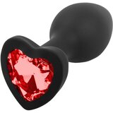 Sunfo - silikonski analni dildo s srčastim kamnom (črno-rdeč) | Shoptok.si
