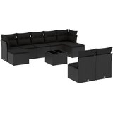  10-dijelni set vrtnih sofa s jastucima crni od poliratana | shoptok.hr