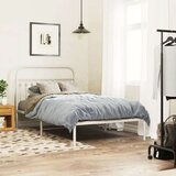 vidaXL Kovinski posteljni okvir z vzglavjem bel 107x203 cm, (21251435) | Shoptok.si