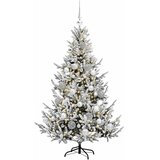  Umjetno božićno drvce s kuglicom 120 cm 150 LED lampica - Zelena i bijela 120 cm s LED-ima i srebrnim lopticama | shoptok.hr