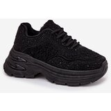 Boto Ladies Sneakers With Rhinestones And Sheepskin Black Zarika | Shoptok.si