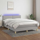  box spring s madracem LED svjetlosivi 140x200 cm tkanina | shoptok.hr
