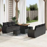 vidaXL 9-delni set vrtnega kavča z blazinami črn poly ratan acacia | Shoptok.si