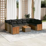 Maison Chic Seti vrtnega pohištva - Vrtna garnitura - Vrtni pohištvo set 10-delna z blazinami siv poli ratan, (21811746) | Shoptok.si