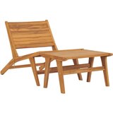 The Living Store Vrtni stol z naslonjalom za noge trdna tikovina - Vrtni Stol, (21480302) | Shoptok.si