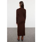 Trendyol Brown Midi Knitwear Straight Double Breasted Dress | shoptok.hr