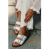 EVENTO Women's Slides On Cork Platform With Buckles White Redore | shoptok.hr