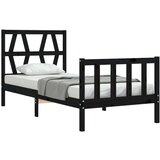  Posteljni okvir z vzglavjem črn 100x200 cm trden les, (20642596) | Shoptok.si