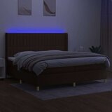 Box spring postelja z vzmetnico LED temno rjava 200x200cm blago, (20851588) | Shoptok.si