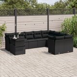 vidaXL 10-dijelni set vrtnih sofa s jastucima crni od poliratana | shoptok.hr