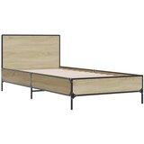 vidaXL Posteljni okvir sonoma hrast 100x200 cm inž. les in kovina, (21128828) Cene