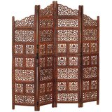  pregrada s 4 panela smeđa 160 x 165 cm masivno drvo manga | shoptok.hr