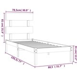  Posteljni okvir črn iz trdnega lesa 75x190 cm 2FT6, (20684495) | Shoptok.si