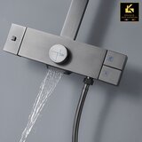 Kranig Kraanwerk pipa za prho | nadometna tuš garnitura | z zaslonom in fiksno palico | kotni slog | birthe, (21732321) | Shoptok.si