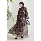 InStyle Almines Pleated Chiffon Hijab Dress - Brown cene
