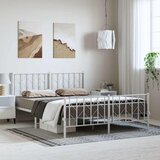  Metalni okvir kreveta uzglavlje i podnožje bijeli 150 x 200 cm | shoptok.hr