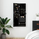 Zidni ormarić za nakit s ogledalom crni 30 x 8,5 x 106 cm | shoptok.hr