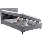 MID.YOU POSTELJA Z VZMETNICO 120 cm x 200 cm , tekstil, leseni material siva | Shoptok.si