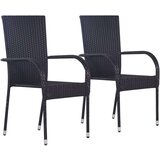 Poli 3-dijelni vrtni blagovaonski set od poliratana crni | shoptok.hr