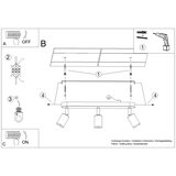  Stropna svetilka FORNES 3 črna, (21348030) | Shoptok.si