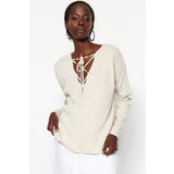 Trendyol Stone Lace Detailed Knitwear Sweater Cene