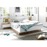 Hom`in POSTELJNA GARNITURA 180 cm x 200 cm , tekstil, leseni material divji hrast | Shoptok.si