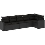 Maison Chic Seti vrtnega pohištva - Vrtna garnitura - Vrtni pohištvo set 6-delna z blazinami črna poli ratan, (21804247) | Shoptok.si