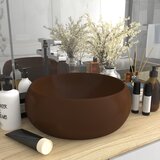 vidaXL Razkošen umivalnik okrogel mat temno rjav 40x15 cm keramičen | Shoptok.si