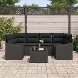 vidaXL set za vrtne sofe 7-dijelni Crna Ratan i poliester | shoptok.hr