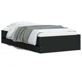 vidaXL Posteljni okvir s predali črn 100x200 cm inženirski les | Shoptok.si