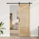 Klizna vrata Prirodna i crna 83 x 232 cm Masivna borovina | shoptok.hr