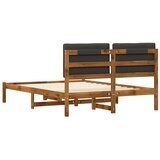  Krevetni okvir s tapiciranim uzglavljem Prirodna i tamnosiva - Prirodna i tamnosiva 140 x 190 cm | shoptok.hr