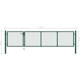 vidaXL Vrtna vrata jeklena 350x75 cm zelena | Shoptok.si