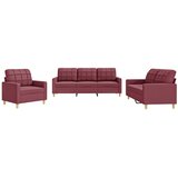  3-dijelni set sofa s jastucima crvena boja vina od tkanine | shoptok.hr
