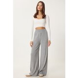 Happiness İstanbul Women's Light Grey Corduroy Knit Trousers KI00096 | ePonuda.com