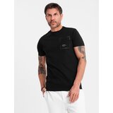 Ombre Men's cotton t-shirt with pocket - black | Shoptok.si