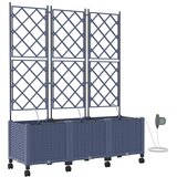  Vrtni planter s navodnjavanjem i kotačima 3 kom. Siva PP - Siva 120 x 40 x 142 cm s kotačima | shoptok.hr