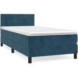 Box spring krevet s madracem tamnoplavi 90x200 cm baršunasti | shoptok.hr