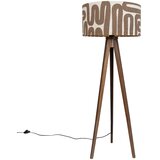 QAZQA Talna svetilka orehovega lesa s stativom z rjavo in bež črtasto senčilo 50 cm - Tripod Classic | Shoptok.si