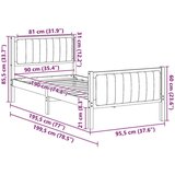 vidaXL Okvir kreveta s uzglavljem Smeđa i svijetlo siva 90 x 190 cm | shoptok.hr