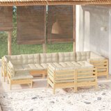  Vrtna sedežna garnitura 9-delna s krem blazinami trdna borovina, (20973924) | Shoptok.si