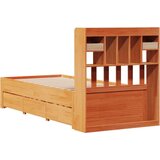 Knjižna postelja brez vzmetnice vošč. rjava 75x190 cm borovina, (21653561) | Shoptok.si