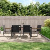  7-dijelni vrtni blagovaonski set crni od tekstilena i čelika Crna Dužina stola 160 cm | shoptok.hr