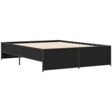 vidaXL Posteljni okvir črn 160x200 cm inženirski les in kovina, (21128722) | Shoptok.si