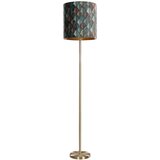 QAZQA Vloerlamp messing met velours lampenkap blad dessin met gouden binnenkant - Simplo Cene
