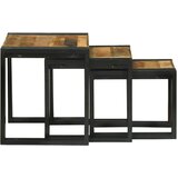  Stol za slaganje 3 pcs Smeđa i crna Čvrsto drvo manga i metal | shoptok.hr