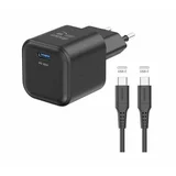 Polnilec GAN, 1XUSB-C PD, 20W+C/C kabel, črn