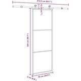  Klizna vrata s priborom 76 x 205 cm od ESG stakla i aluminija - 76 x 205 cm (213.5 cm) 1 2 vodoravne šipke | shoptok.hr